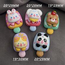 10pcs Mixed Animal Popsicle Stick Cartoon Resin Jewelry Accessories DIY Phone Case Hair Clip Making Wholesale Material For Kids - Animal Popsicles - View 2