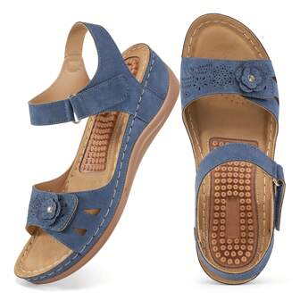 Women's Fashion Thong Sandals With Massage Beads, Thick Bottom Platform Wedge, Comfortable Slides