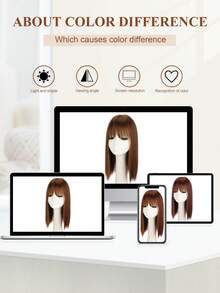 1 PC Hair Toppers For Women With Thinning Hair Synthetic Fiber Clip In Hair Pieces 4*5 Inch Large Base Wiglets With Bangs Hair Extension Hairpieces - Brown - View 8