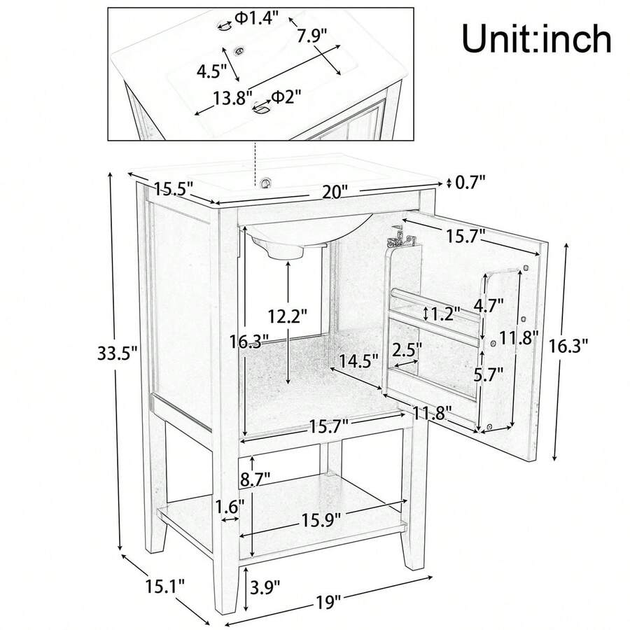 20 Inch Bathroom Vanity, Bathroom With Top Sink,
