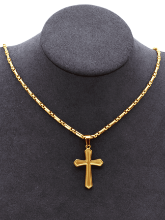 ZG YING ZHOU ZGYZ Men's Vintage Flat Handmade Necklace, Multi-Layer Gold & Black Stainless Steel Pendant, Pearl Chain Necklace, European And American Hip-Hop Style Three-Layer Pendant Stainless Steel Men's Necklace, Punk Retro Cross & Jesus Pendant Necklace, Sweater Chain Accessory