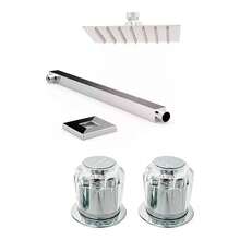 Regadera Cuadrada 15cm Brazo Cuadrado Y Maneral Transparente - Plateado - Ver 1