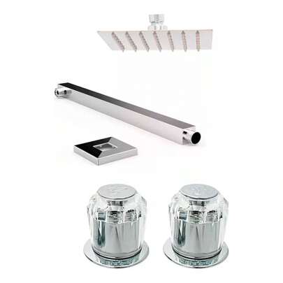 Regadera Cuadrada 15cm Brazo Cuadrado Y Maneral Transparente