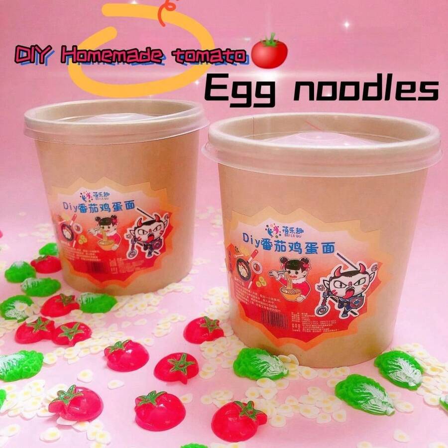 DIY Tomato Egg Noodle DIY Interactive Sensory Putty Toy - Multicolor - View 1