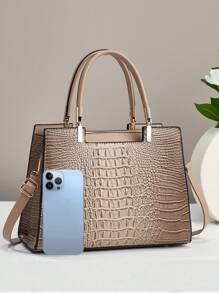 New Style Fashionable Crocodile Pattern Women's Large Tote Bag, Versatile Design With High-Quality Feel And Large Capacity, Can Be Used As Shoulder Or Crossbody Bag