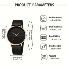 1pc Men's Fashion Dual-Layer Mesh Belt Quartz Watch, Gift For Men