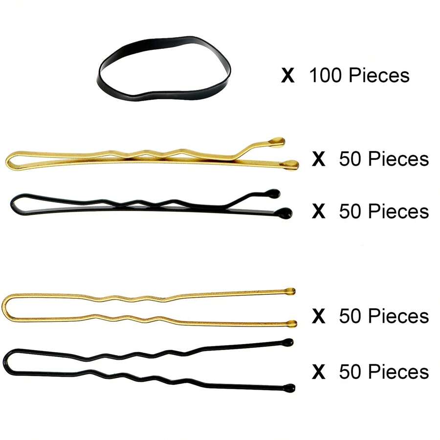 300Pcs Hair Pins Kit, Including 100 Pcs UShaped 100 Pcs Bobby Pin And