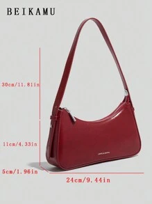 Tas Bahu Rantai Ruched Plaid Plain Adjustable Rantai Fashionable Minimalis - Burgundy - View 3