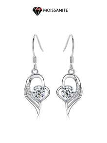 1 Chiếc Bạc S925 0,5 Carat * 2 Đá Moissanite, Hoa Tai I Love You, Phiên Bản Hàn Quốc, Đơn Giản, Thời Trang, Thiết Kế Cao Cấp, Tiệc Hàng Ngày, Tiệc, Đám Cưới, Đính Hôn, Hoặc Làm Quà Tặng Ngày Lễ Hoặc Quà Tặng Ngày Lễ Tình Nhân Cho Mẹ, Vợ, Bạn Gái, Quà Tặng Sinh Nhật Valentine - Bạc - Xem 8