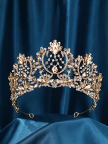 1pc Women's Alloy & Rhinestone Baroque Royal Style Crown, Elegant Wedding Party Headband, Bridal Hair Accessory, Safely Packaged