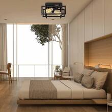 1PC 2-Light Rectangle Flush Mount Ceiling Light Fixture Industrial Black Metal Farmhouse Close To Ceiling Lights For Kitchen Bedroom Foyer - E27 Ceiling Lamp - View 4