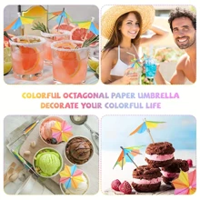 50pcs Umbrellas Cocktail Umbrella Beverage Selection Octagonal Star Paper Umbrella Cupcake Decoration Handmade Cocktail Parasol Sticks Gifts For Summer Beach Pool Parties Decoration,Christmas