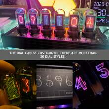 LED Nixie Clock, Digital Tube Clock RGB LED Digital Tube Clock Retro Clock, LED Digital Clock 20 Mode, DIY Customized Photo Display, USB Type C For Lover, Friend, Christmas, Birthday - Nhiều màu - Xem 2