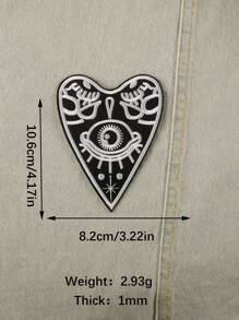 1set Of 2pcs Heart Shaped Embroidered Badges Clothing Hat Accessories DIY Iron-On Fabric Patches - Black and White - View 5