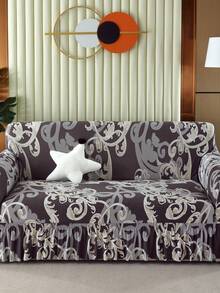 1入組純色帶邊彈性沙發套