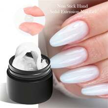 MEET ACROSS 2件套不粘性固体美甲延长胶套装 - 透明、粉色、白色闪粉美甲延长硬胶，3D雕刻花朵美甲塑形胶，水钻胶，易于使用，适合家庭美甲和美甲沙龙使用