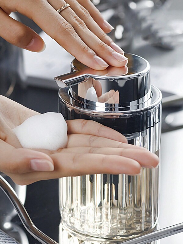 1pc/2pcs Press Type Foaming Dispenser Bottle, Luxurious Portable Foaming Cleanser, Shampoo, Shower Gel, Dishwashing Foam Maker Home Bathroom Decor Fall Decor Back To School