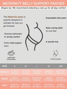 Maternity Belly Support Knee-Length Shorts, High Elastic Solid Color Briefs, Lifting & Shaping Pants - Beige - View 8