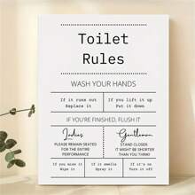 1入組廁所規則印花，數字化浴室印花，浴室裝飾壁畫，廁所壁畫，家裏印花，浴室印花，無框畫 - 黑與白 - 查看 6