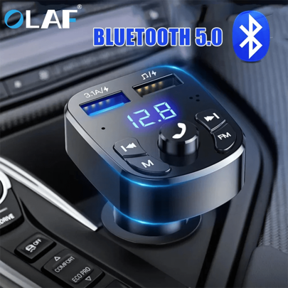 Transmissor FM para carro Olaf Bluetooth 5.0 Kit viva-voz para carro Modulador de áudio MP3 Reprodutor 3.1A Receptor de áudio 2 USB Carregador rápido compatível com Apple Compatível com iPhone, iPad, telefone Android, laptops, adaptador de carregamento rápido Carregamento rápido e suporte a vários dispositivos Design compacto para carregamento eficiente em qualquer lugar Carregador rápido para carro Presentes para família, amigos, crianças, aniversário, Natal, inverno, acessórios para carro