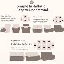 4入/6入/8入 防水凹凸樹葉圖案沙發椅套高彈力沙發套，防污、防刮擦、全季節通用，適用於家居裝飾、客廳