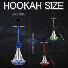 1pc 58cm/22.83inch Aluminum Alloy Hollow Hookah Shisha Pipe With All Accessories - one-size - View 2