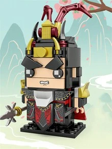 122pcs Guan Yu God Of Wealth Statue, Creative And Fun Chinese Three Kingdoms Series, Square-Headed Little Table With 3D Holiday Decorations, National Style Journey To The West Dragon Year New Mini Building Blocks, Suitable For Children's Puzzle Assembly Toys Birthday Gifts