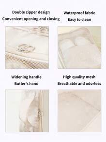 Outdoor Traveling Thick Layered Dust-Proof Portable 3-Compartment Shoe Storage Bag, Convenient Carry - Multicolor - View 6