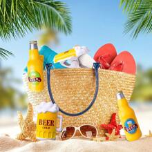 1pc Creative Plastic Towel Clip, Beer Bottle & Cup Shaped, Windproof Beach Chair/Lounger/Drying Rack, Durable Summer Beach Accessory - Yellow - View 7