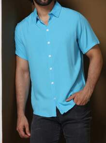 Men Shirts - 淺藍色 - 查看 4