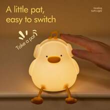 1pc Cute Duck Night Light, Rechargeable Duck Lamp With 1200mAh Battery, LED Animal Night Light, Soft Silicone Touch Table Lamp, Dimmable Timer Light, 3-Level Brightness, Phone Holder, Night Light Suitable For Breastfeeding, Bedroom Decorating, Gifts For Children, Boys, Girls, Adults. Baby Shower Family Decorations Gifts