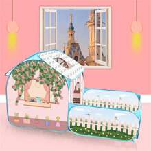 Tente de jeu pour garçons et filles, avec toit et rideau de porte, maison de tente de jeu pop-up villa pour enfants en bas âge, utilisable en intérieur et en extérieur, pliable, portable, rose et adapté aux enfants de 3 à 6 ans