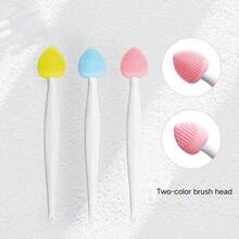 3入組愛心形雙面硅膠臉部清潔刷，美容工具唇部及鼻翼清潔器，黑頭去除及粉刺刷 - 彩色 - 查看 1