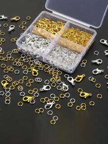 Kit para hacer joyas de 300 piezas con broches de langosta resistentes y anillas de salto en una caja de almacenamiento para suministros de collar y pulsera DIY y conexión de cadena