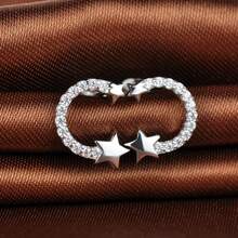 1 đôi Bông tai nữ hình ngôi sao và mặt trăng, Bông tai bạc 925 đính zirconium, thiết kế dễ thương làm quà tặng Ngày của Mẹ/Kỷ niệm/Sinh nhật/Lễ hội cho Vợ, Con gái, Bạn gái, v.v. - Bạc - Xem 1