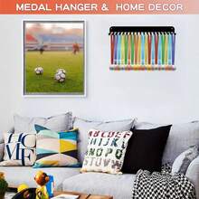 1pc Sports Medal Storage Hook, Metallic Wall-Mounted Medal Display Rack With 20 Hooks - Black - View 3