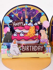 1 Thiệp Bật Lên Hình Mèo Vui Nhộn, Thiệp Chúc Mừng Họa Tiết Mèo, Thiệp Chúc Mừng Sinh Nhật, Quà Tặng Sinh Nhật Vui Nhộn, Thiệp Bật Lên Sinh Nhật - Nhiều màu - Xem 6