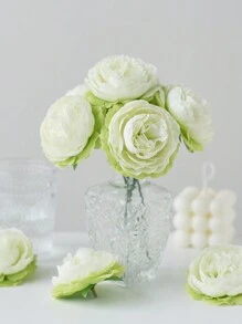 12/24pcs Artificial Flowers Simulated Peony Flower Heads With Stems For Wedding Party Decoration, Cake Decoration And Home Living Room Table Decoration - Mint Green - View 4
