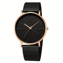 1pc Men's Fashion Dual-Layer Mesh Belt Quartz Watch, Gift For Men