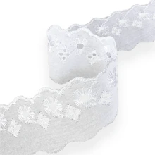 Fita Lese Laise Bordado Inglês 5cm X 13,7m Branco - 1un - Branco - Visão 3