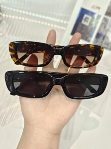 2pcs/Set Couple's Fashionable Sunglasses For Summer, Neon Sci-Fi Style, Non-Mainstream, Jelly Color, Ins Style, Y2k Style, Hip-Hop, Rock, Vintage, Small Square, Reinforced Metal Hinges Boho Sunglasses Sun Glasses Beach Accessories Sun Glasses Sunglasses Shades For Summer Beach Vacation,Outdoor,Travel