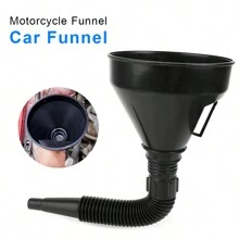Car Fuel Funnel, Foldable Gasoline Engine Oil Funnel, Plastic Funnel For Automotive Motorcycle Refuel Tool And Parts - Black - View 1