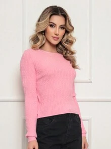 Women Knit Tops - 淺粉色 - 查看 5