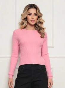 Women Knit Tops - 淺粉色 - 查看 1