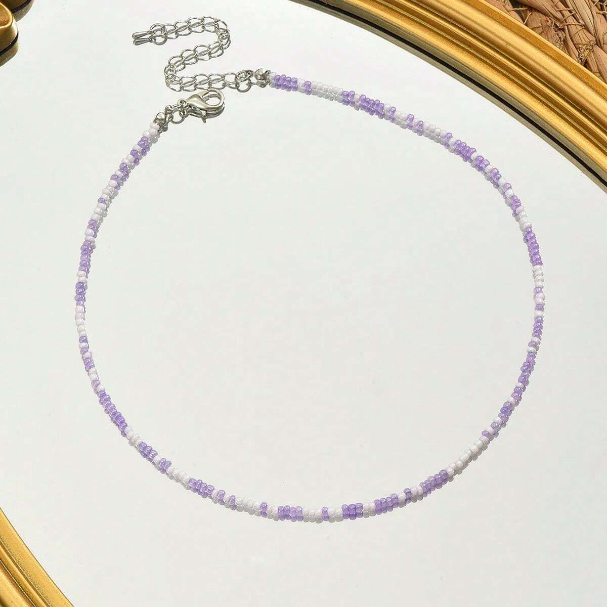 1 pezzo carino stile adolescente collana con perline di riso, fantastico regalo estivo di
