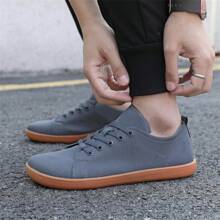 男女通用寬面裸足鞋，適用於戶外越野跑步、簡單步行、輕便透氣休閒運動鞋 - 灰色 - 查看 6