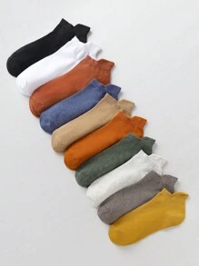 Hombres 10 Pares Calcetines Cortos Con Protección Para Los Oídos, Delgados Y Transpirables, Adecuados Para Primavera, Verano, Ropa Casual O Deportiva