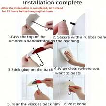 3入組免打孔雨傘形塑料鑰匙掛勾-強力黏著牆掛勾，適用於家居、廚房和浴室裝飾 - 彩色 - 查看 3