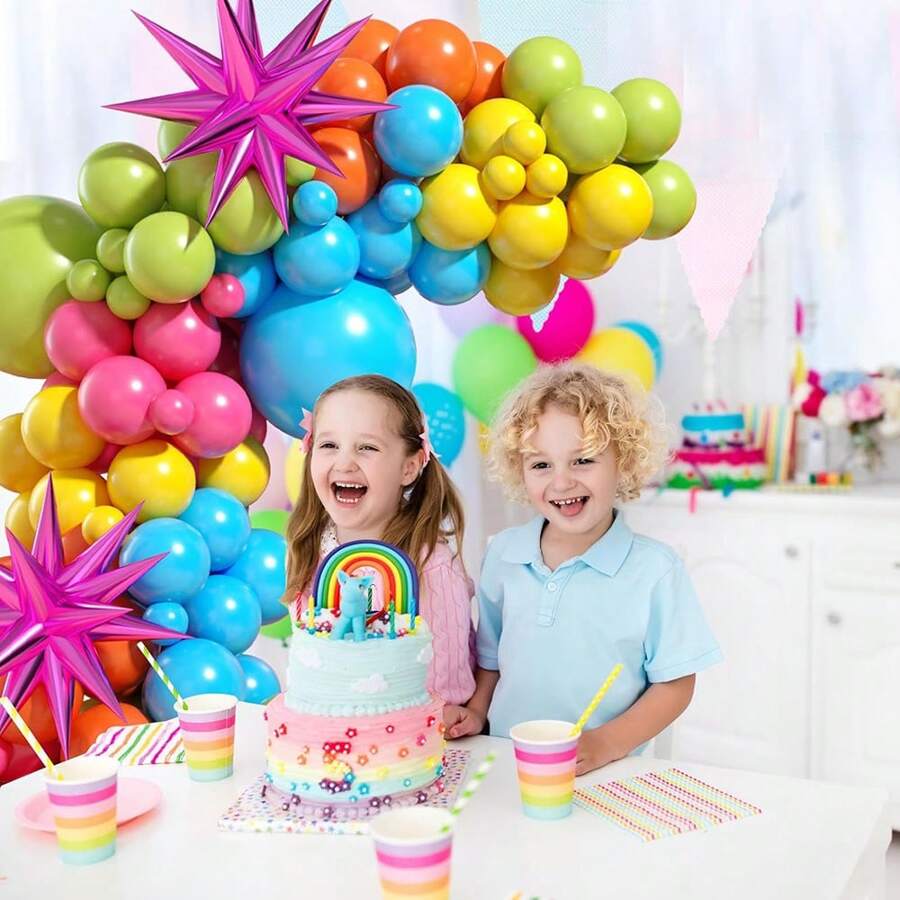 Green Blue Yellow Orange Balloon Arch 108pcs Rainbow Balloon Garland Green Blue Yellow Orange Balloon Arch 108pcs Rainbow Balloon Garland