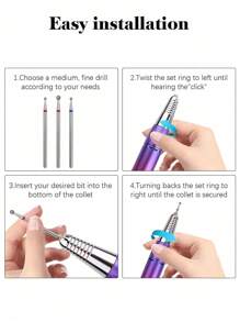 3pcs Round Head Diamond Polishing Head For Removing Excess Glue, Trimming Rough Edges And Dead Skin, Smoothing The Edges - Silver - View 3